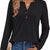 Casual Long Sleeve Button Detail T-Shirt Black