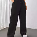 Relaxed Fit Drawstring Waist Solid Pants