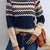Geometric Pattern Knitted Sweater Dark Blue