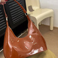 Solid Color Leather Shoulder Bag