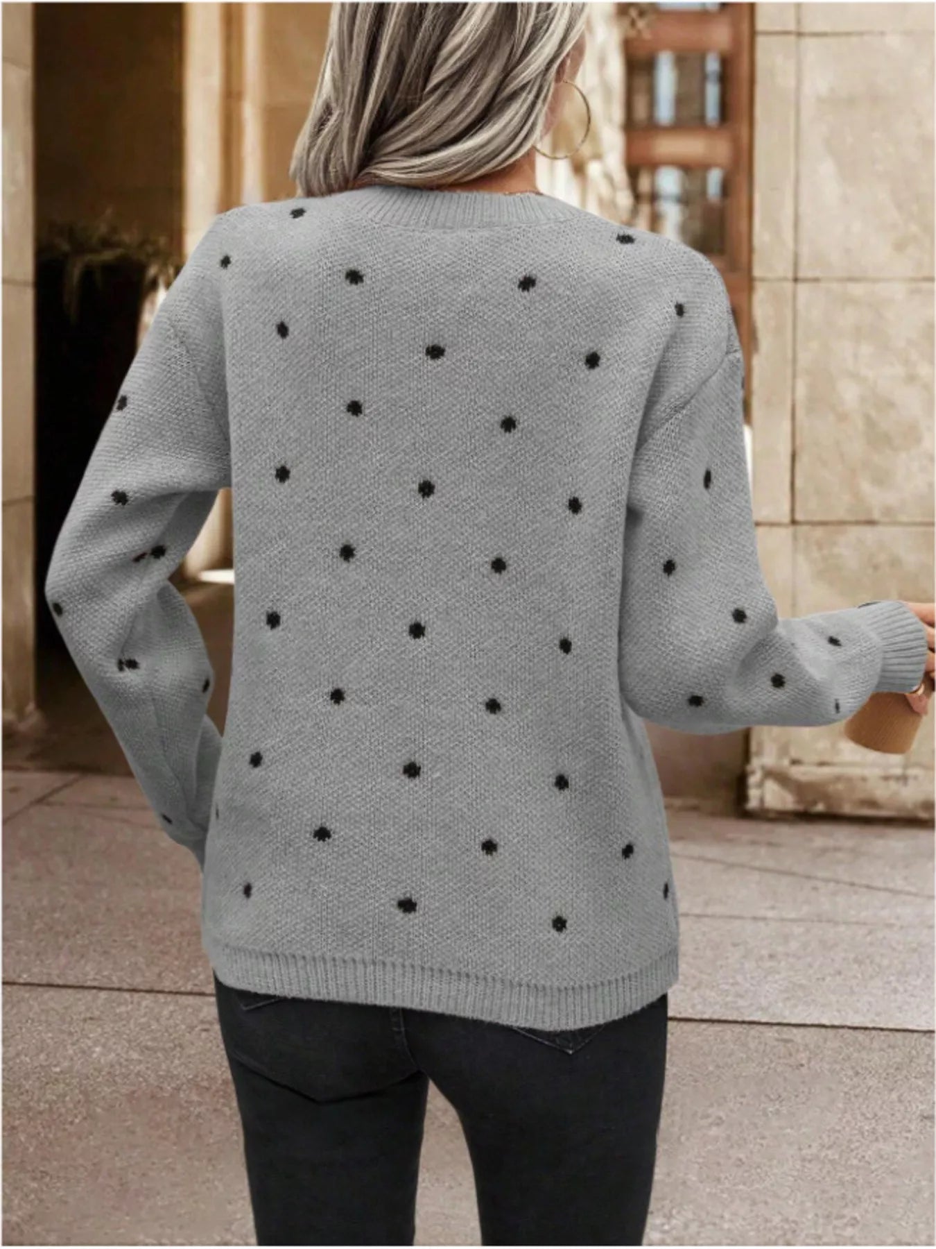 Polka Dot Long Sleeve Sweater