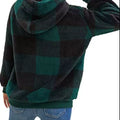Full Size Plaid Sherpa Drawstring Hoodie Plus Size