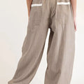 Stripe Drawstring Cargo Jogger Pants with Pockets