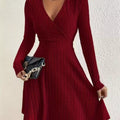 Ribbed Knit Wrap Mini Dress