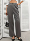 High Waist Wide Leg Pants Gray