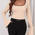 Long Sleeve Bodysuit with Contrast Trim