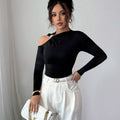 Cutout One-Shoulder Long Sleeve T-Shirt