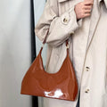 Solid Color Leather Shoulder Bag