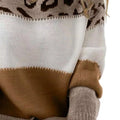 Full Size Leopard Color Block Long Sleeve Sweater Plus Size