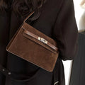 Solid Color Buckle Shoulder Bag Coffee Color One Size
