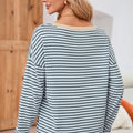 Striped Round Neck Drop Shoulder T-Shirt