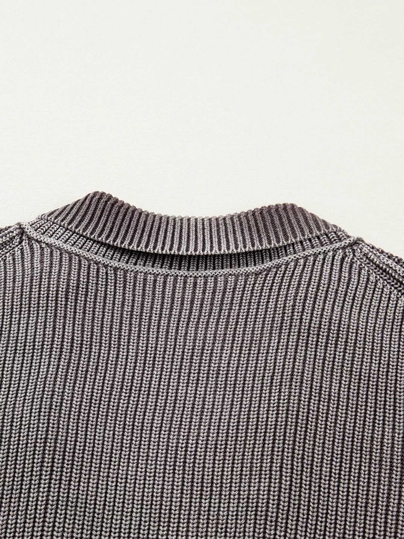 Mineral Wash Exposed Seam Patchwork Knit Open Sweater Cardigan