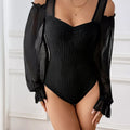 Cold Shoulder Flounce Sleeve Bodysuit
