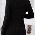 Ribbed Knit Notched Long Sleeve Top