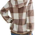 Full Size Plaid Sherpa Drawstring Hoodie Plus Size
