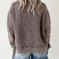 Mineral Wash Exposed Seam Patchwork Knit Open Sweater Cardigan