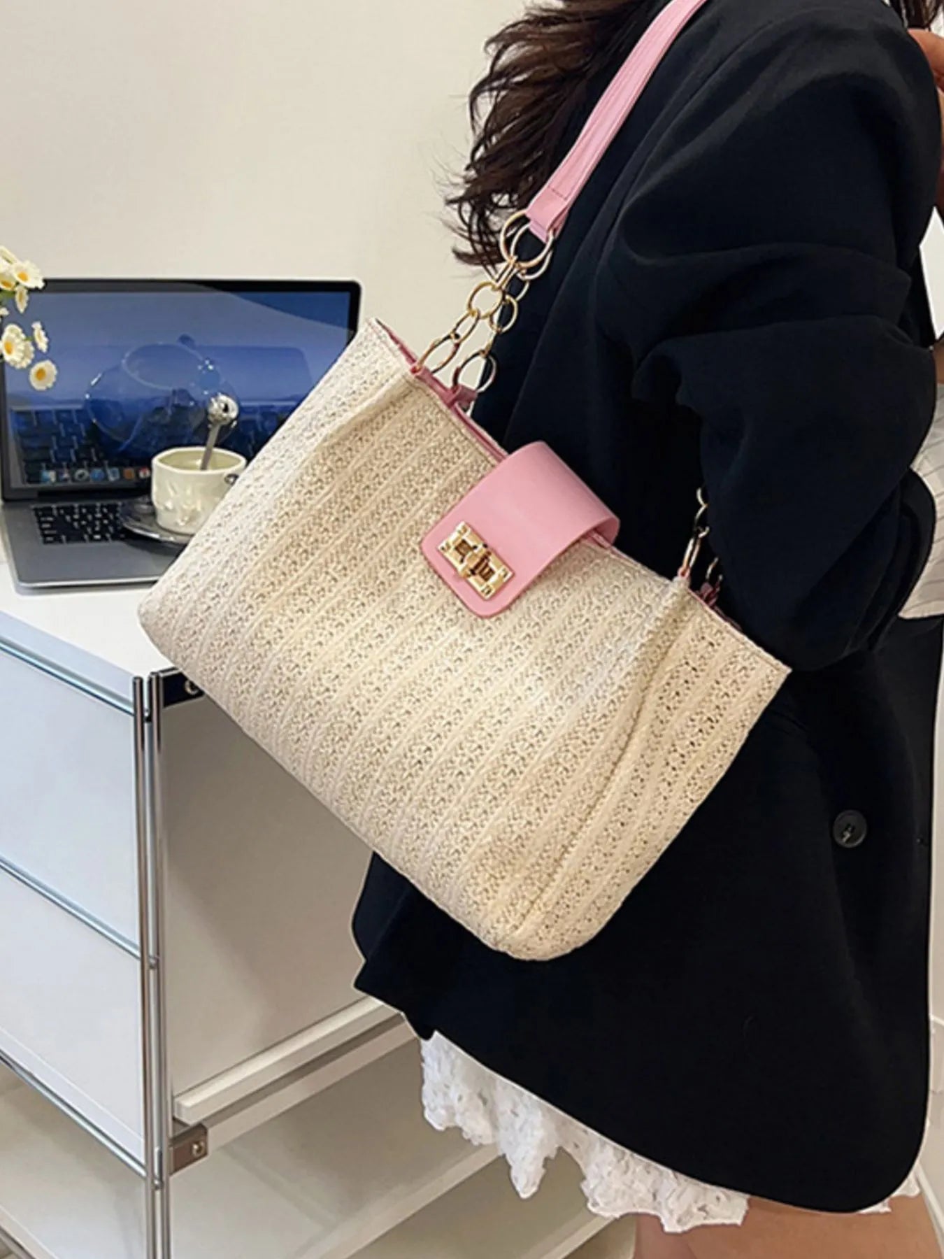 Woven Straw Shoulder Bag