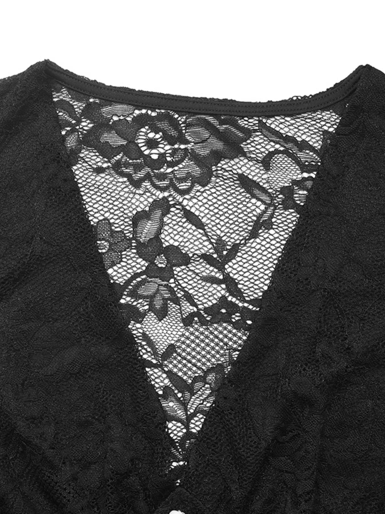 Lace Long Sleeve V-Neck Bodysuit