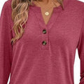 Casual Long Sleeve Button Detail T-Shirt