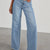 Raw Hem Wide Leg Jeans with Pockets Light