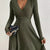 Ribbed Knit Wrap Mini Dress Army Green