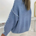 Contrast Stitching Dropped Shoulder Sweater