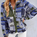 Aztec Print Fleece Snap Down Jacket