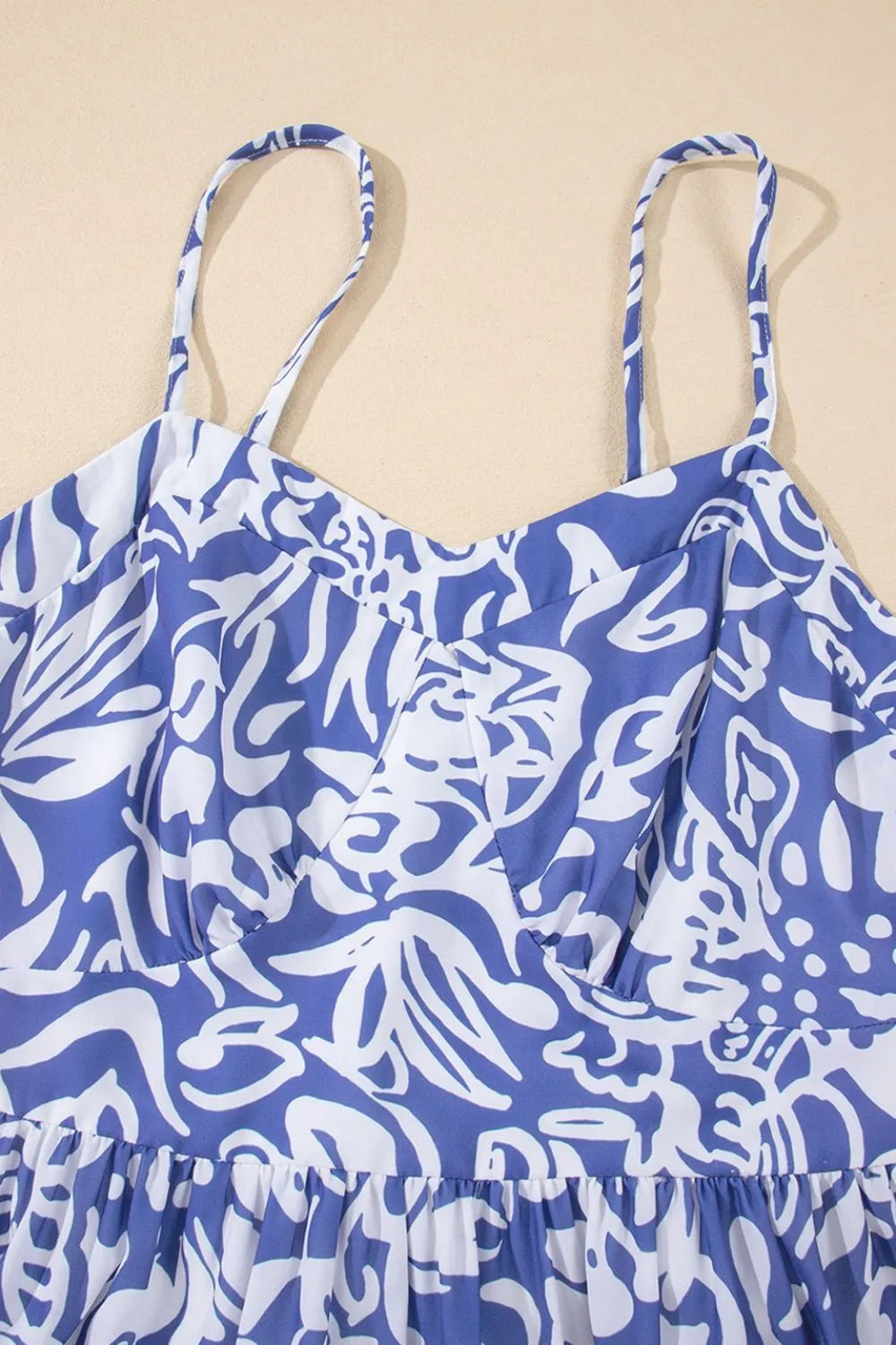 Floral Print Spaghetti Strap High Waist Dress