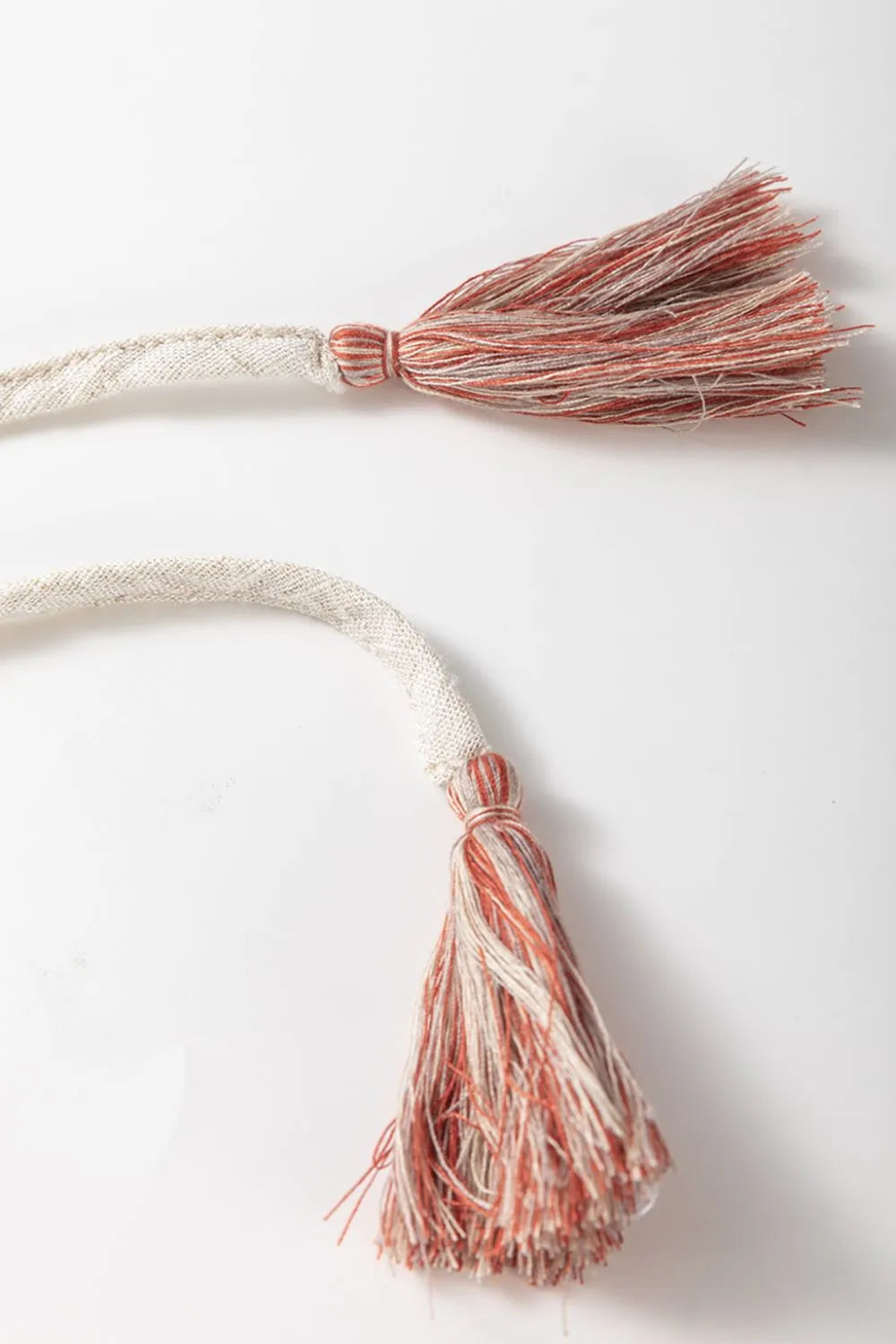 Geometric Embroidered Short Sleeve Tassel Tie Neck Blouse