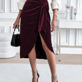 Side Tied Velvet Skirt