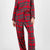 Plaid Collared Neck Button Up Top and Pants Lounge Set Deep Red