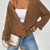 Chunky Knit Button-Down Cardigan Brown