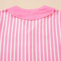 Stripe Buttoned Front Long Sleeve Top and Pants 2 Piece Sleepwear