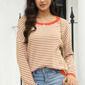 Striped Round Neck Drop Shoulder T-Shirt