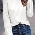 Textured Knit Long Sleeve T-Shirt White