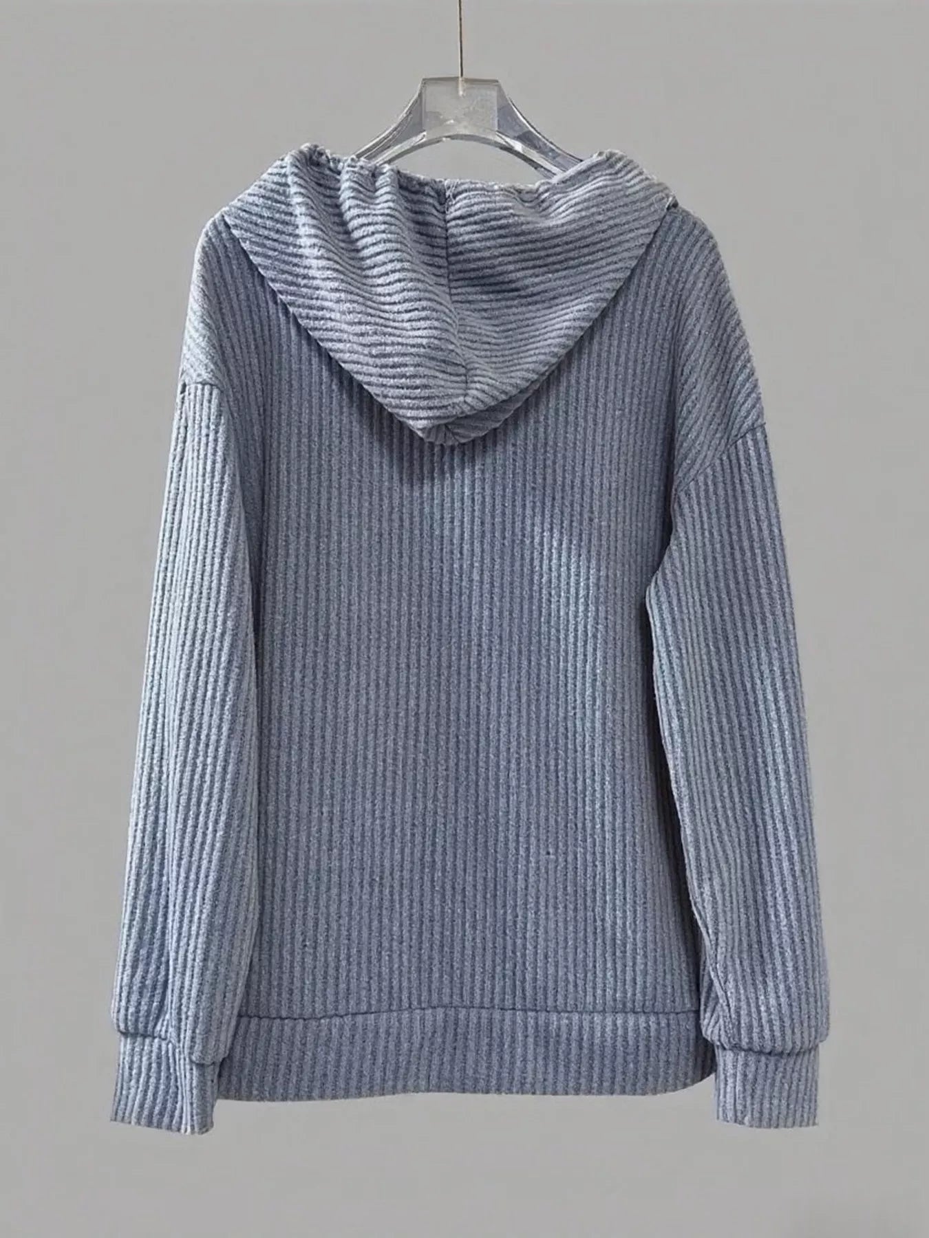 Button-Front Drawstring Hoodie