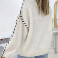 Contrast Stitching Dropped Shoulder Sweater