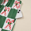Candy Cane Checkered Pattern 2pcs Pajama Set