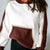 Color Block Patchwork Hooded Sweatshirt Dark Brown