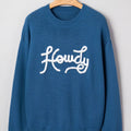 Howdy Embroidered Round Neck Sweater