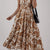 Floral Shirred High Waist Spaghetti Straps Dress Mocha