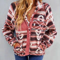 Aztec Print Fleece Snap Down Jacket