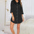 Button Up Collared Neck Night Dress with Pocket Black