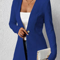 One Button Long Sleeve Blazer Blue