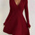 Ribbed Knit Wrap Mini Dress Burgundy