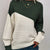 Color Block Ribbed Knit Sweater Army Green