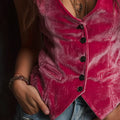 Velvet Button-Down Vest Coat
