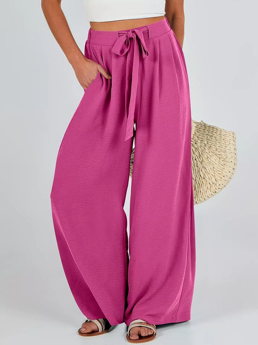 Tied Wide-Leg Pants Deep Rose