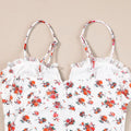 Floral Frilled Trim Spaghetti Straps Bodysuit