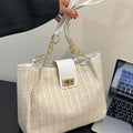 Woven Straw Shoulder Bag Beige One Size